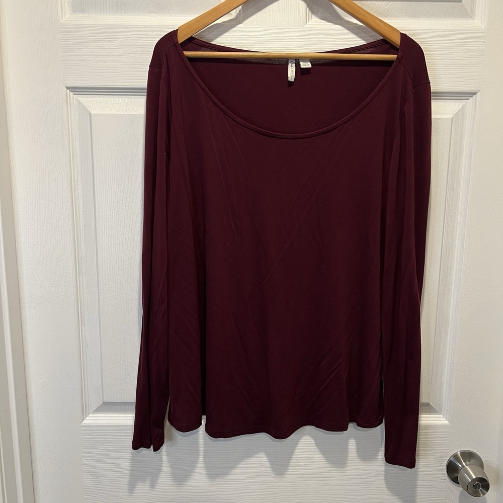 CATO WOMEN'S THIN SWEATER LONG SLEEVE SCOOP NECK BURGUNDY PULLOVER XL